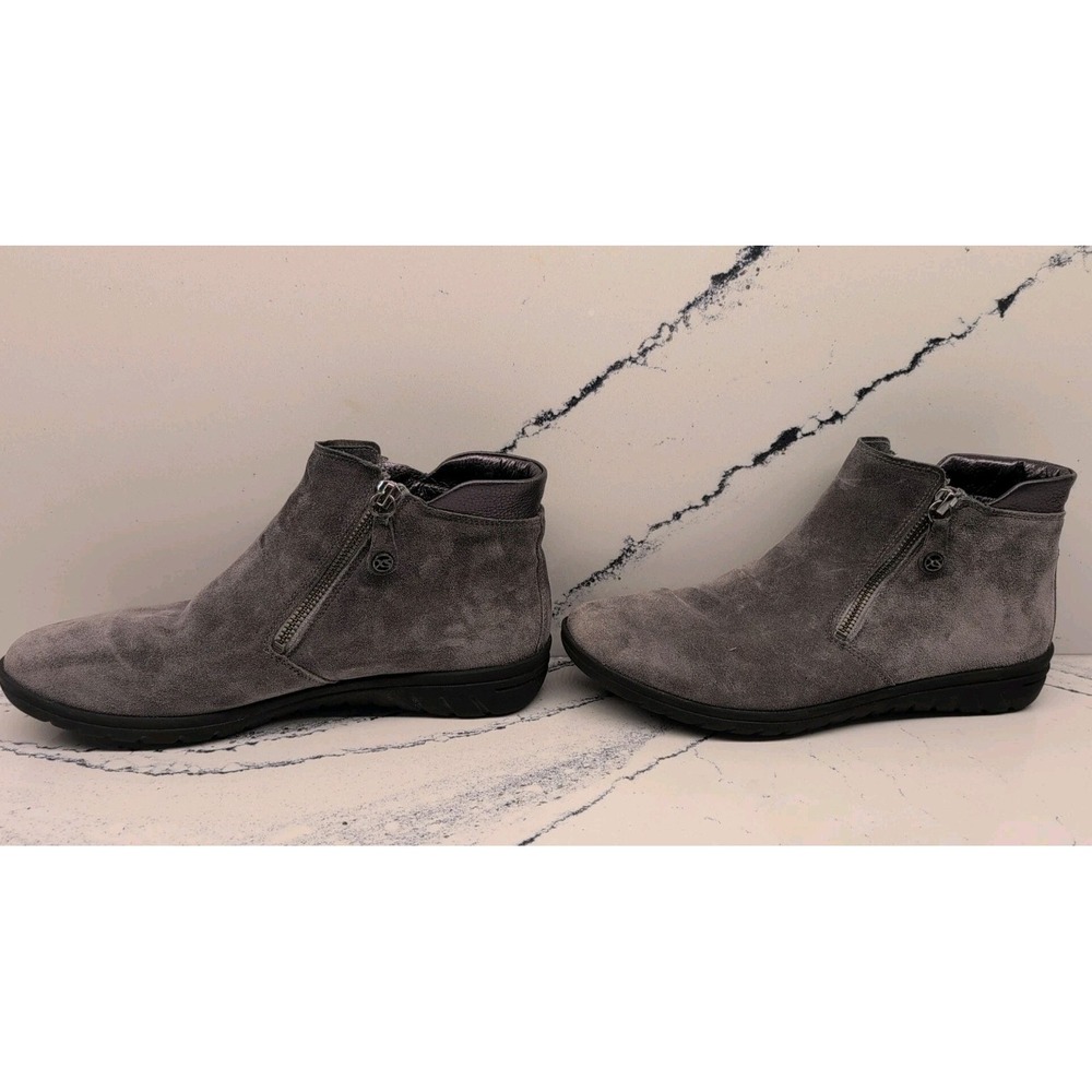 Hartjes XS Ankle Boot Women's Size 6 Gray Suede Side Zip Up Flat Heel - Picture 3 of 7